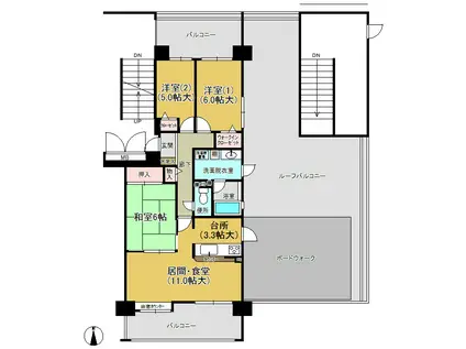 ファミールハイツ泉大津セントハーバーシティ七番館(3LDK/17階)の間取り写真