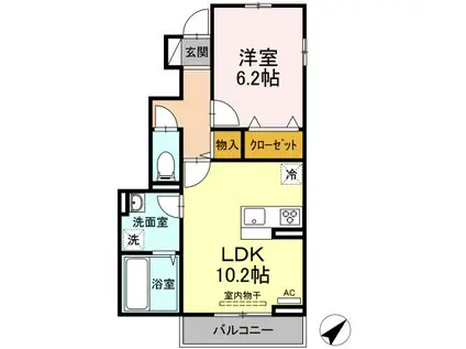 フレンズII(1LDK/1階)の間取り写真
