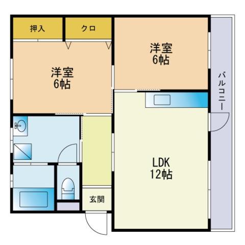 コンドミニアム桜樹(2LDK/1階)の間取り写真