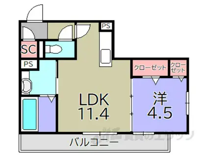 シャルール(1LDK/1階)の間取り写真