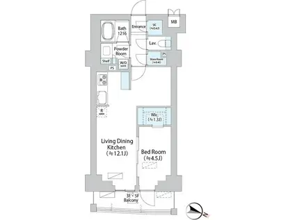 イストワール阿佐ヶ谷(1LDK/4階)の間取り写真