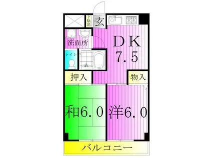 ファーストハイツ(2DK/3階)の間取り写真