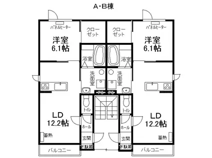 TOWN西4南19 ベリーA・B(1LDK/2階)の間取り写真