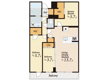 アジールコート都立大学(2SLDK/3階)の間取り写真