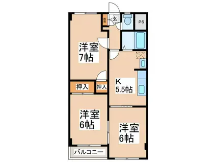 メゾン・ド・ファミール(3DK/3階)の間取り写真