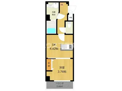 ラルーチェ苅田(1DK/2階)の間取り写真