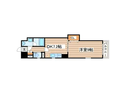 プライムアーバン仙台北目町(1DK/2階)の間取り写真