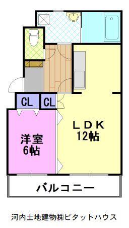 ドリームタウン三和B(1LDK/2階)の間取り写真