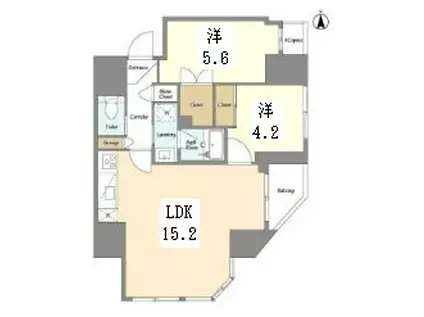 Vスタイル入谷(2LDK/12階)の間取り写真