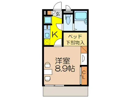 コンフォート(1K/1階)の間取り写真