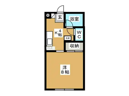 クリームハイツ(1K/1階)の間取り写真