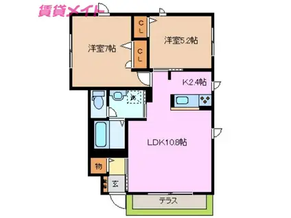 JOUR(2LDK/1階)の間取り写真