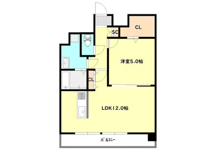 プルシェンディア(1LDK/6階)の間取り写真