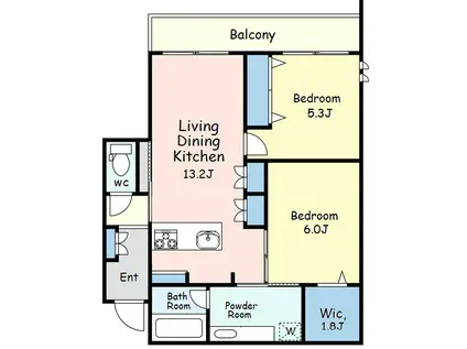 アチェーロ駒沢大学(2LDK/3階)の間取り写真