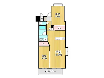 ウイングス西本(2LDK/3階)の間取り写真