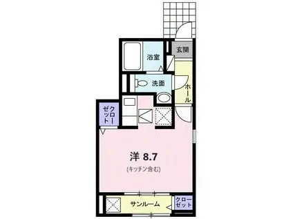 サンエルフIV(1K/1階)の間取り写真