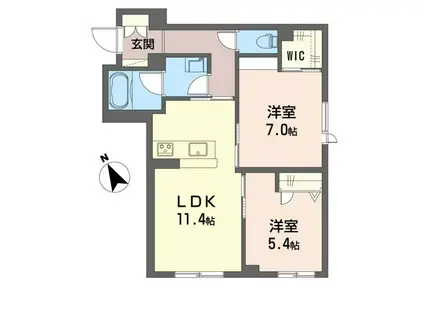 エルミタージュ(2LDK/1階)の間取り写真