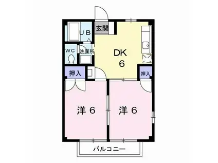 プライム(2DK/1階)の間取り写真
