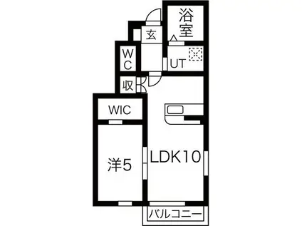 BELL COURTA棟(1LDK/1階)の間取り写真