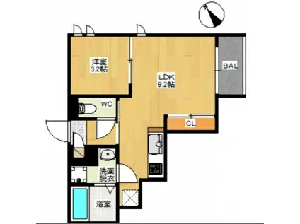 REGALESTLINES(1LDK/1階)の間取り写真