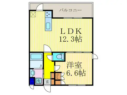 アパルトマン パルク ドゥ (1LDK/1階)の間取り写真