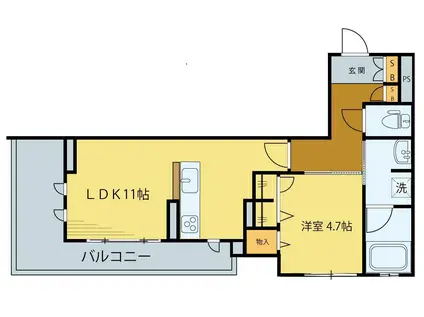 ベレオ北仙台駅(1LDK/2階)の間取り写真