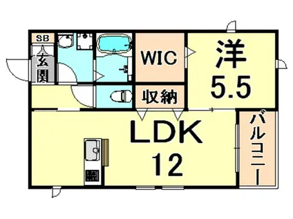 エスト新伊丹(1LDK/3階)の間取り写真