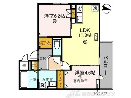 グランドール垂水(2LDK/2階)の間取り写真