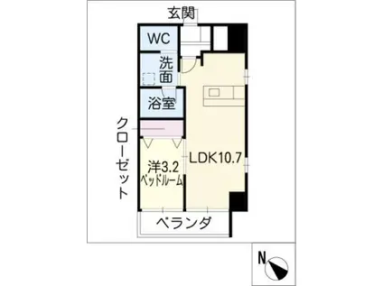 アルファパル東枇杷島(1LDK/3階)の間取り写真