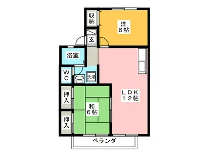 BROS・K A棟(2LDK/2階)の間取り写真