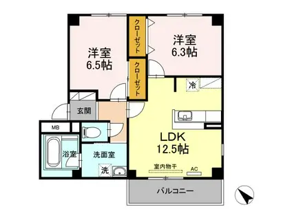 フェリジータ(2LDK/1階)の間取り写真