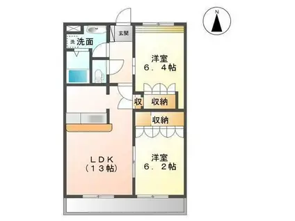 グランチェスタ(2LDK/3階)の間取り写真