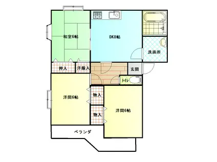 サンビレッジ(3DK/1階)の間取り写真