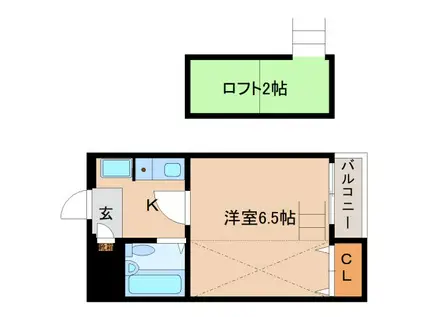シティパレス佐保川P6(1K/1階)の間取り写真