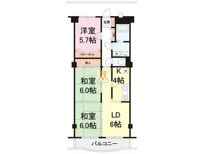 エクシード館(3LDK/7階)の間取り写真