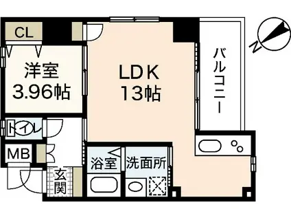 アールヴォレ楠木(1LDK/6階)の間取り写真
