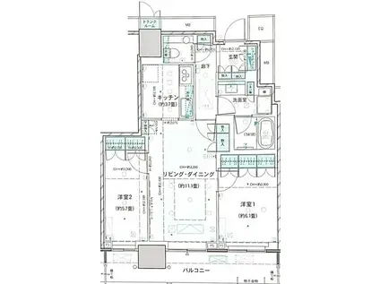 ザ・パークハウス晴海タワーズティアロレジデンス(2LDK/5階)の間取り写真