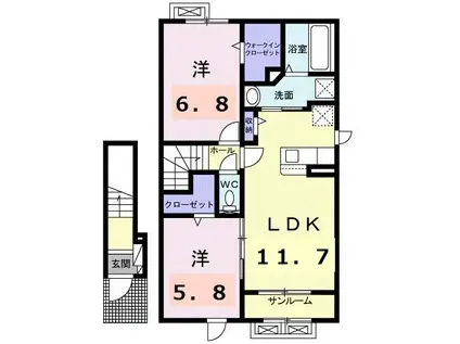 ブライト スクエアIII(2LDK/2階)の間取り写真