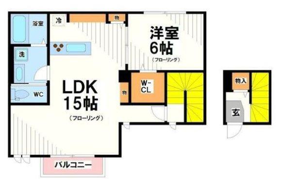エルシオン狛江(1LDK/2階)の間取り写真
