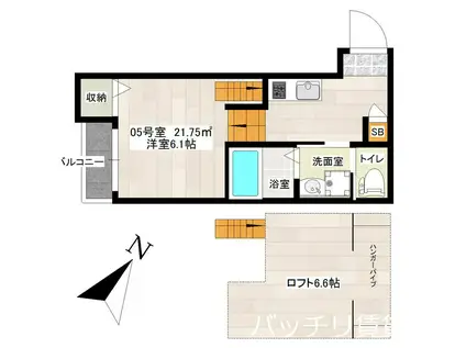 パルステージ大橋(1K/2階)の間取り写真