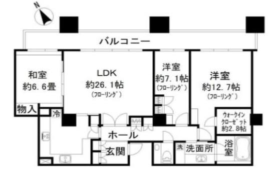 東京ツインパークスレフトウイング(3LDK/45階)の間取り写真