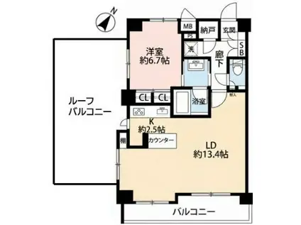 グランドコンシェルジュ白金高輪アジールコート(1LDK/6階)の間取り写真