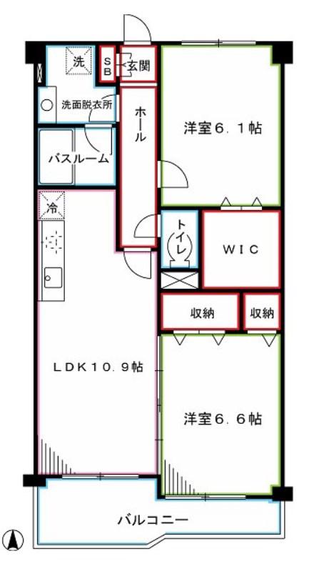 ソサエティ関町(2LDK/3階)の間取り写真