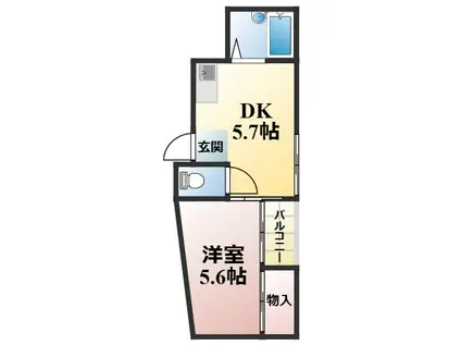 ジョイフル深江南(1DK/6階)の間取り写真