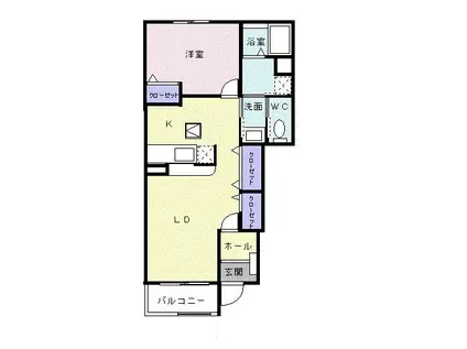 パーシモンI(1LDK/1階)の間取り写真