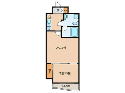 APRILE南森町(1DK/10階)の間取り写真