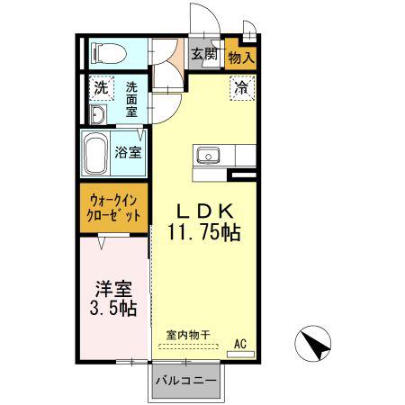 ボン・ヴォヤージュIII(1LDK/2階)の間取り写真