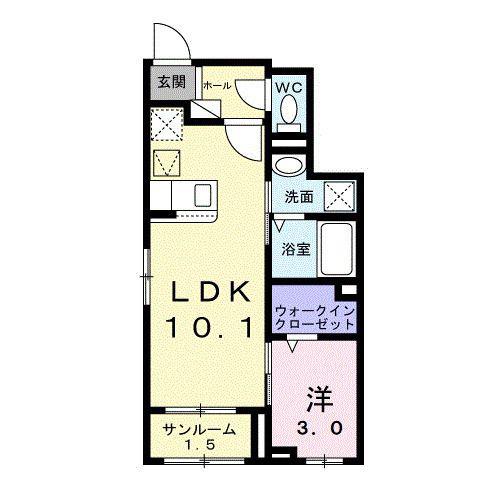 カーサ グラシオッソ 祇園 B(1LDK/1階)の間取り写真