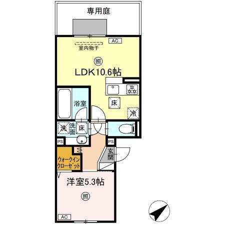 M・K・K 高峰町(1LDK/1階)の間取り写真