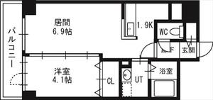 グランカーサ南6条(1LDK/5階)の間取り写真